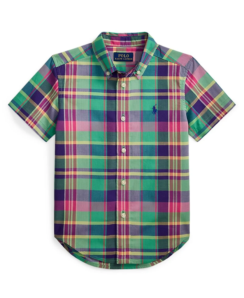 Polo Ralph Lauren Boys 2-7 Plaid Cotton Poplin Short-Sleeve Shirt