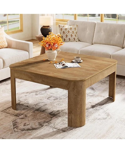 Tribesigns Square Coffee Table, 39.37-Inch Simple Center Table for Living Room, Farmhouse Wooden Cocktail Tea