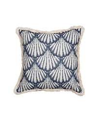 C&F Home Scallop Shells Graphic Print Fringed Throw Pillow, 18" x 18