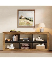 Tribesigns 63" Tv Stand for Up to 70 Inch Tvs, Farmhouse Entertainment Center with 6 Open Storage Cubes, Wooden Media Console TV