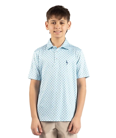 TailorByrd Boys Geo Floral Printed Performance Polo