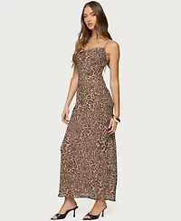Edikted Women's Ayanah Leopard Printed Backless Maxi Dress
