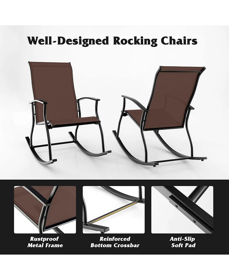 Gymax Set of Outdoor Rocking Chair Patio Rocker w/ Breathable Fabric