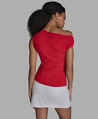 Bcbg Women's Sleeveless Ruched Boat Neck Top