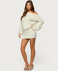 Edikted Women's Off Shoulder Sequin Knit Mini Dress