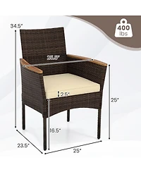 Gymax Patio Wicker Chairs 6 Pcs w/Steel Frame & Soft Cushions Armrests Outdoor