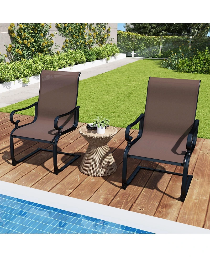 Gymax Patio Dining Chairs Set of 4 C-Spring Motion Patio Chairs w/ Metal Frame