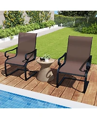 Gymax Patio Dining Chairs Set of 4 C-Spring Motion Patio Chairs w/ Metal Frame