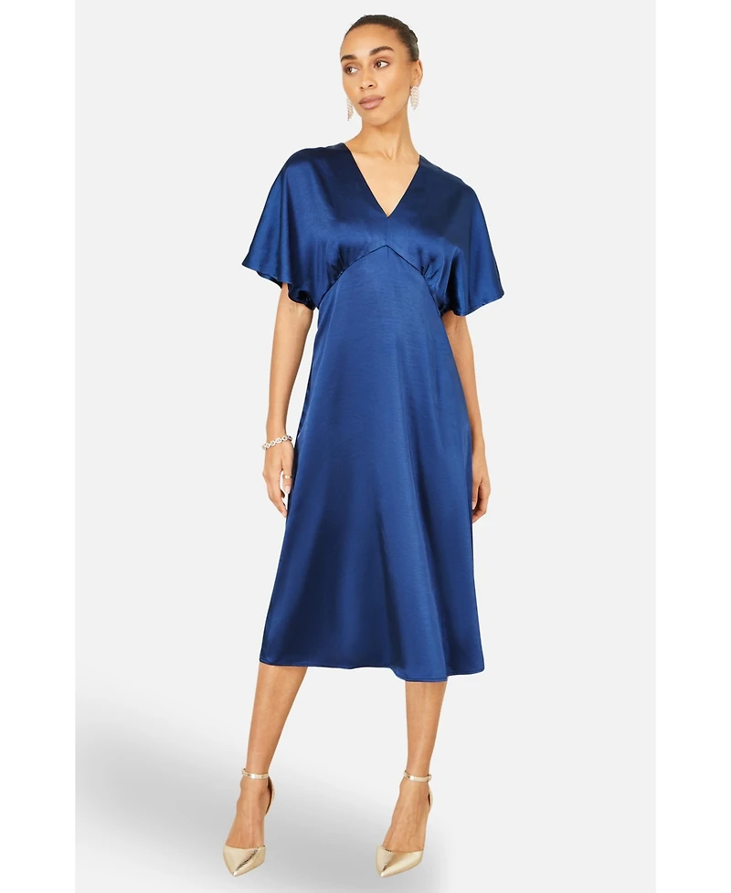 Yumi Women's Satin Midi Kimono Dress