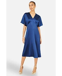 Yumi Women's Satin Midi Kimono Dress