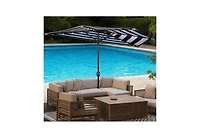 Clihome Small Vented Half Patio Umbrella,Half Outdoor Patio Umbrella,with Crank 8 Ribs for Outdoor