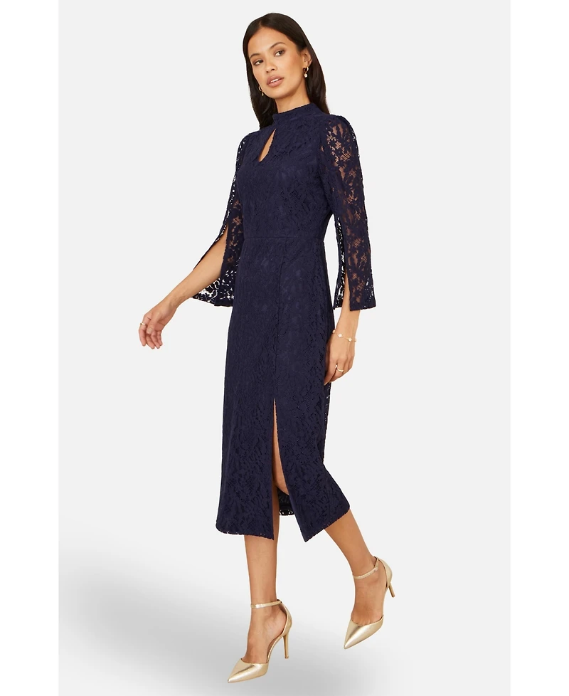 Yumi Women's Lace Fitted Midi Dress