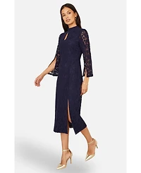 Yumi Women's Lace Fitted Midi Dress