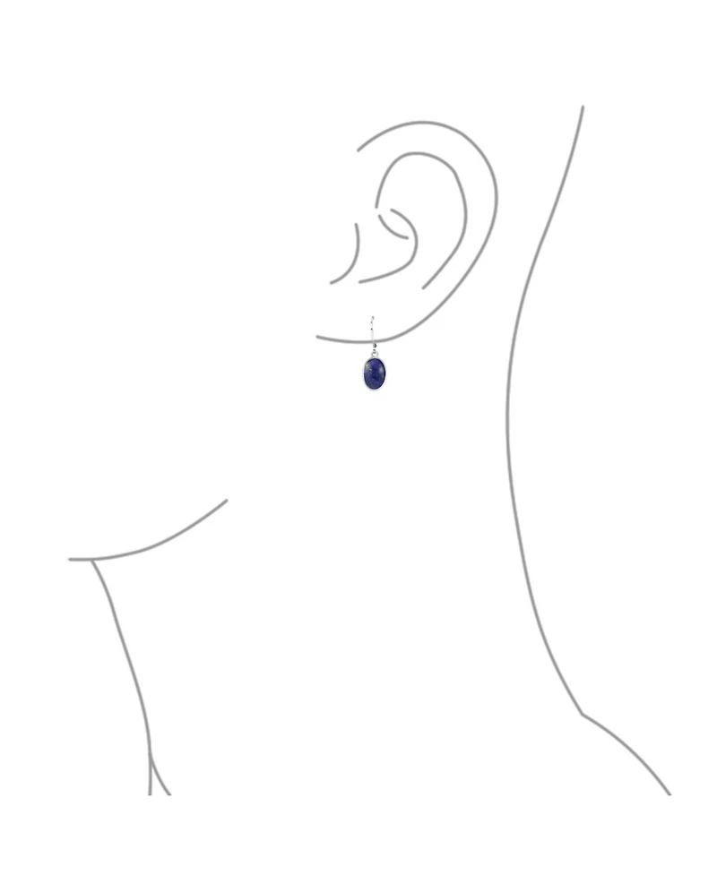 Bling Jewelry 3.2CT Oval Natural Stone Drop Earrings Scroll Bezel Set Edge .925 Sterling Silver Lever-back