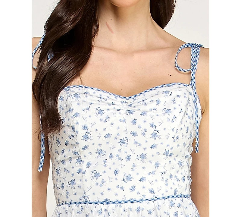 Seni & Cade Women's Floral Sweetheart Neck Midi Dress