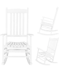 gaomon Outdoor Rocking Chair, High Back Porch Rocker, All-Weather Patio Chair for Garden, Deck, Backyard & Balcony, Ladder Back