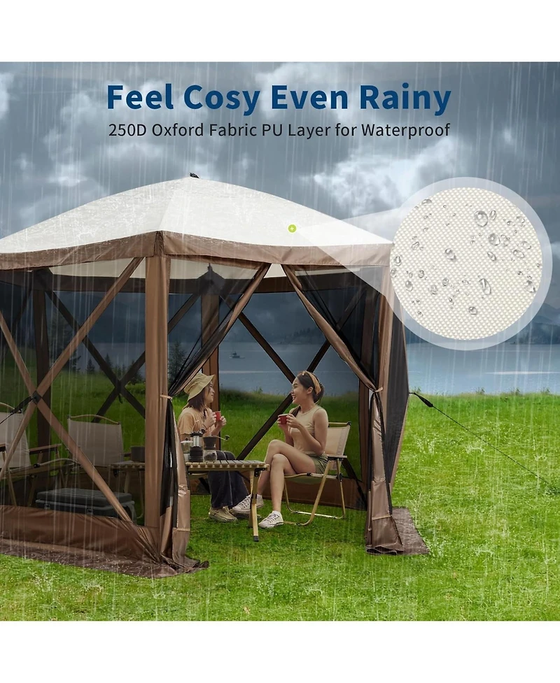 Gaomon 11.5x11.5 ft 6-Sided Pop-Up Gazebo Tent, Waterproof Uv Screen, Portable Sun Shelter with Carry Bag & Stakes, Outdoor Party