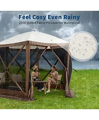 Gaomon 11.5x11.5 ft 6-Sided Pop-Up Gazebo Tent, Waterproof Uv Screen, Portable Sun Shelter with Carry Bag & Stakes, Outdoor Party