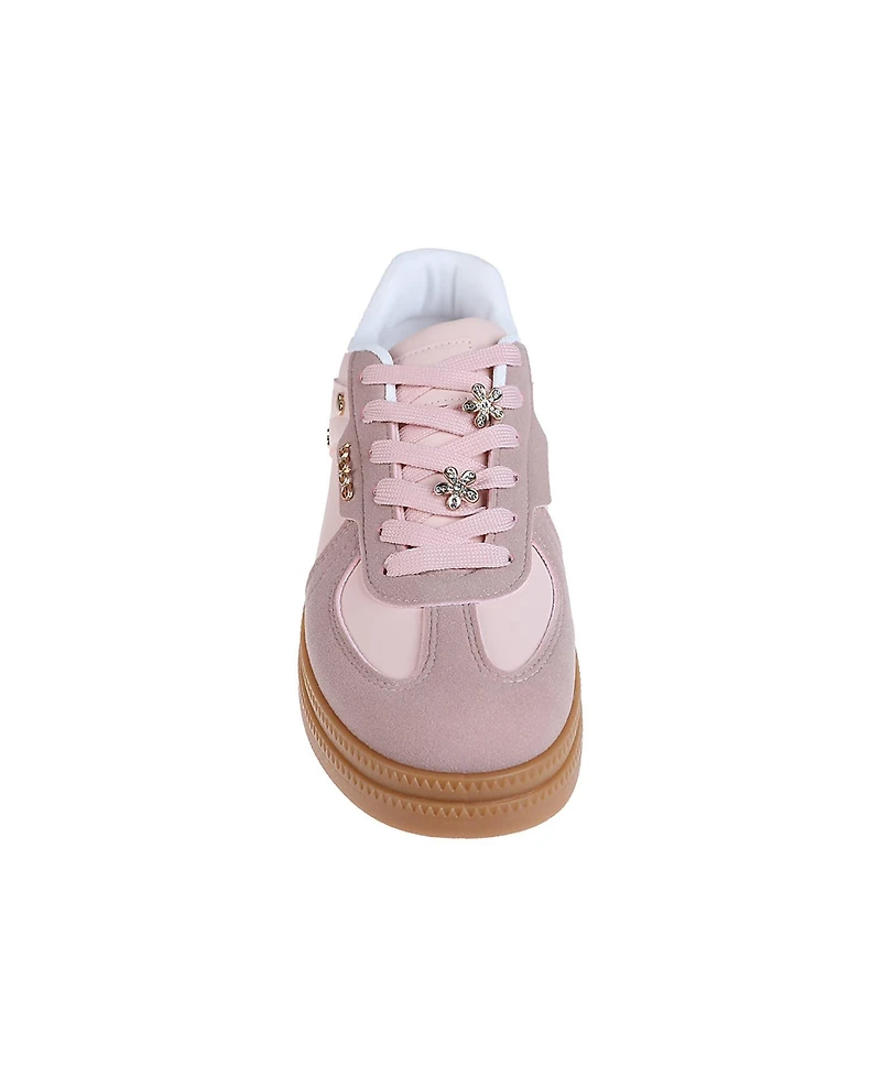 bebe Women's Sneaker with Hardware and Novelty Charms