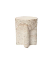 LuxenHome 18.3" Marbled Round End Table for Outside, Garden Accent Table, Outdoor Side Tables for Patio