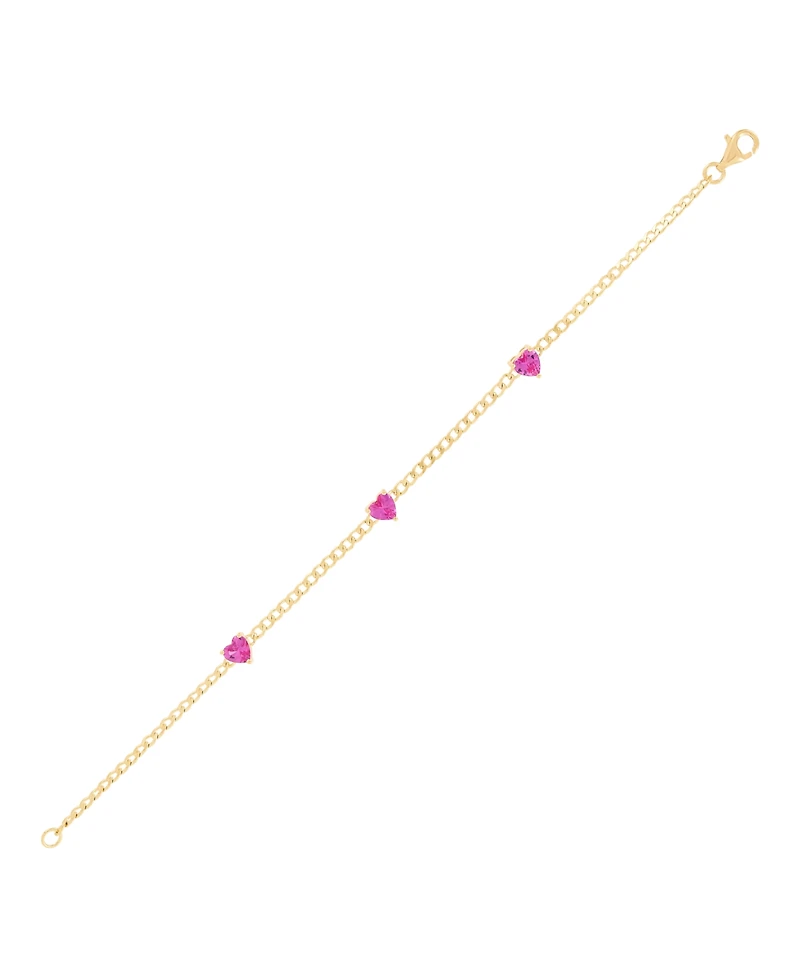 Macy's Created Pink Sapphire Station Bracelet (1-3/4 ct. t.w.) in 14k Yellow Gold-Plated Sterling Silver