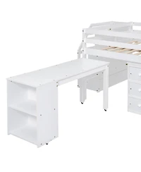 Streamdale Furniture Full Size Loft Bed with Desk, Storage Stairs & Shelves