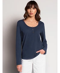 Celtic & Co. Women's Slub Jersey Scoop Neck Henley Top