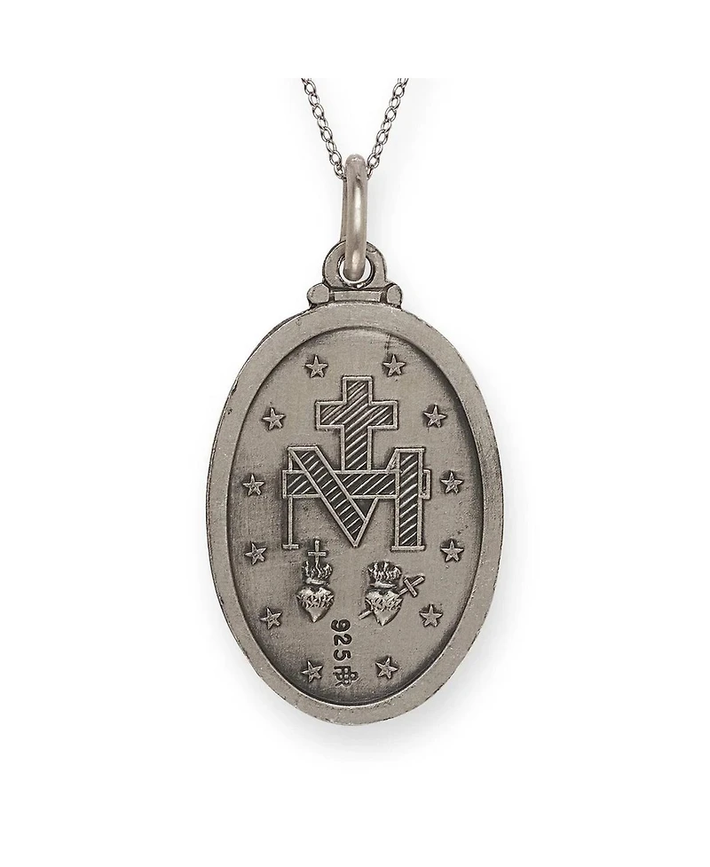Curata Jewelry 925 Sterling Silver Solid Reversible Oxidized 18 Inch Antiqued Miraculous Medal Necklace 28x15mm Pendant Necklace