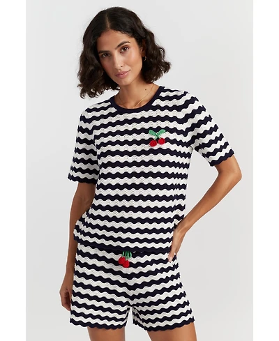 Chinti & Parker Women's Cherry Crochet Tee