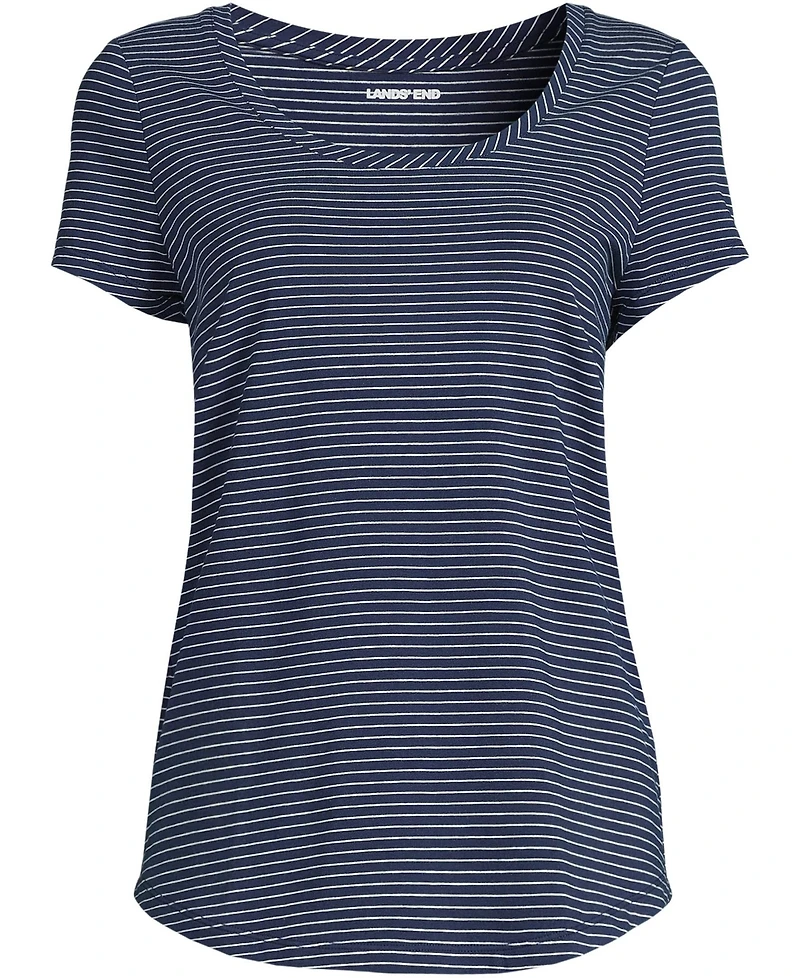 Lands' End Plus Short Sleeve Lightweight Jersey Scoop Neck T-shirt