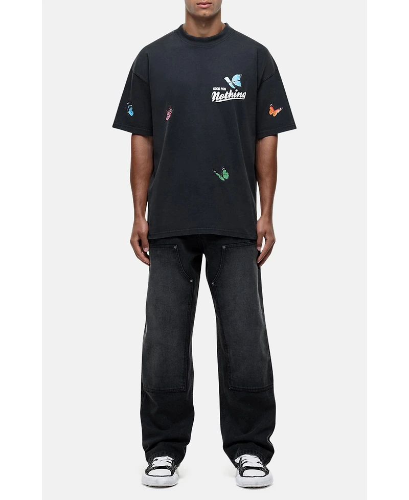 Good For Nothing Men's Flight Butterfly Print Relaxed Tee