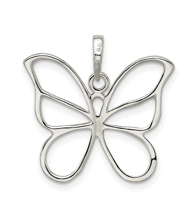 Curata Jewelry 925 Sterling Silver 18 Inch Polished Open Butterfly Angel Wings Necklace 26x23mm Pendant Necklace