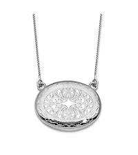 Curata Jewelry 925 Sterling Silver Rhodium Plated 18+2 Inch Sideways Etched Locket Necklace 26.15mm Wide Locket Necklace