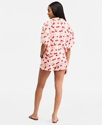Roxy Womens Cropped Swim Cover Up Shirt Shorts
