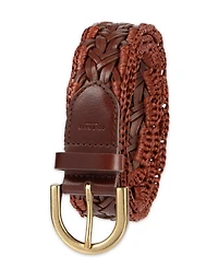 Cole Haan Women's Fully Adjustable Raffia and Leather Braided Belt