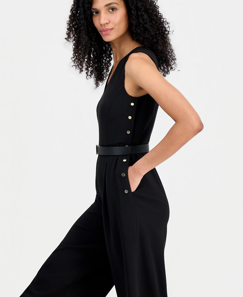 Anne Klein Women's Side Button V-Neck Jumpsuit