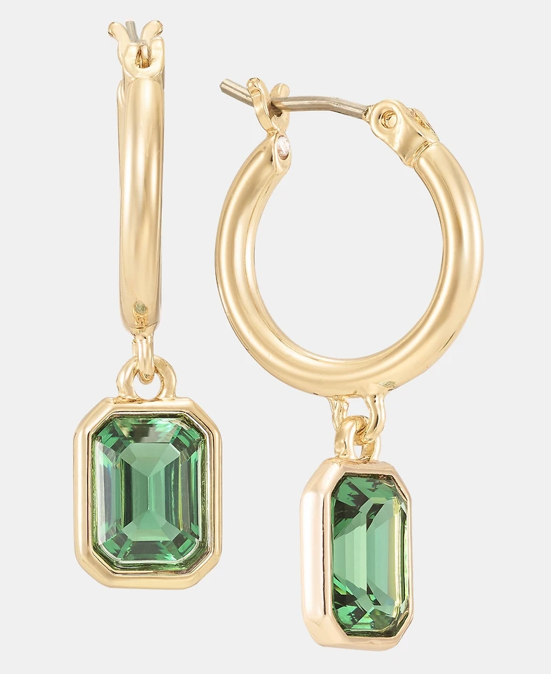 Lauren Ralph Stone Charm Hoop Earrings