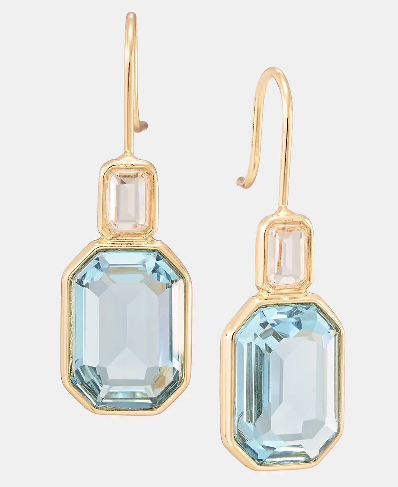 Lauren Ralph Gold-Tone Aqua Stone Double Drop Earrings