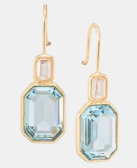 Lauren Ralph Gold-Tone Aqua Stone Double Drop Earrings