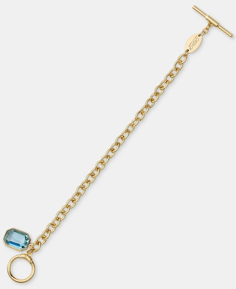 Lauren Ralph Gold-Tone Aqua Stone Flex Bracelet