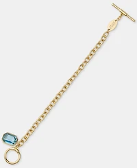 Lauren Ralph Gold-Tone Aqua Stone Flex Bracelet