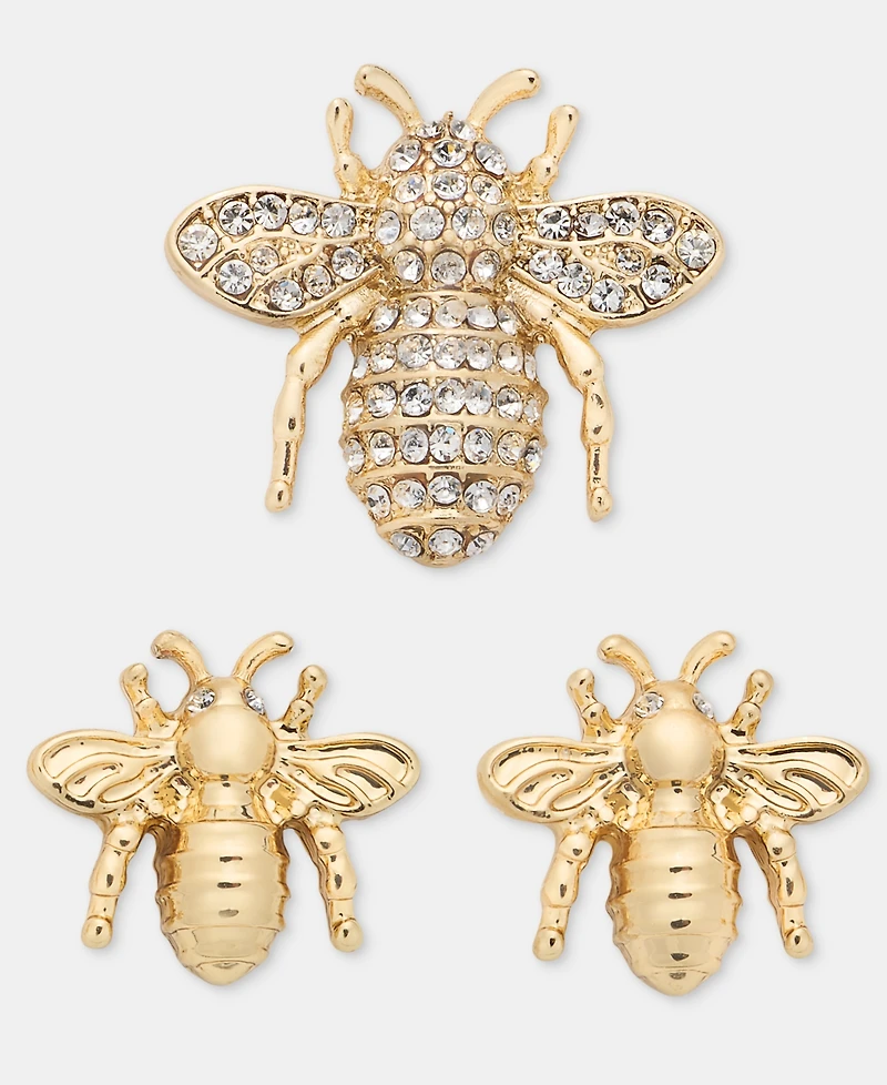 Lauren Ralph Lauren Gold-Tone Boxed Crystal Bee Pins, Set of 3
