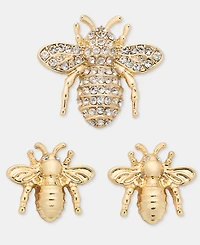 Lauren Ralph Lauren Gold-Tone Boxed Crystal Bee Pins, Set of 3
