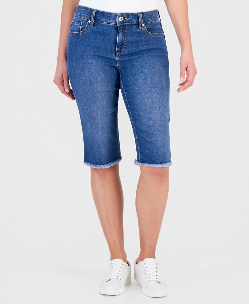 Style & Co Petite Mid-Rise Raw-Hem Skimmer Jeans, Macy's Exclusive