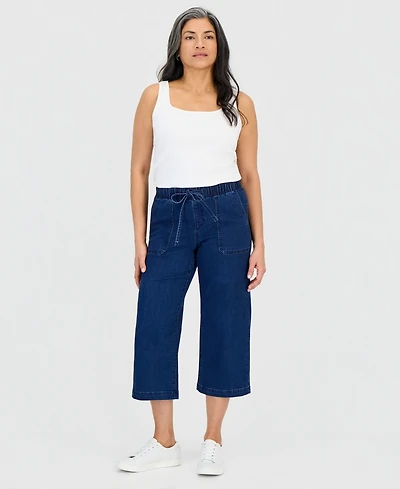 Style & Co Petite High Rise Cropped Wide Leg Jeans, Macy's Exclusive