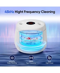 MySmile Ultrasonic Retainer Cleaner, 45kHz Retainer Cleaner Machine with Digital Timer, 200ML Portable Ultrasonic Retainer Jewelry Cleaner for Denture