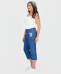 Style & Co Petite Embroidered High-Rise Cropped Jeans, Macy's Exclusive