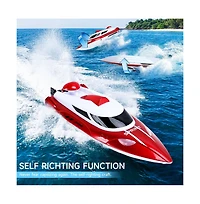 Bruce & Shark 2.4GHz Rc Jet Speedboat – 22mph High-Speed with Self-Righting & Led Lights for Kids