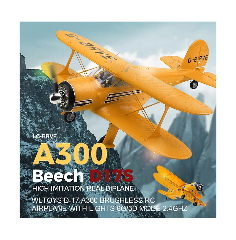 Bruce & Shark Rc Plane - 2.4Ghz Brushless Motor, 6G/3D Modes, Led Lights for Kids & Beginners