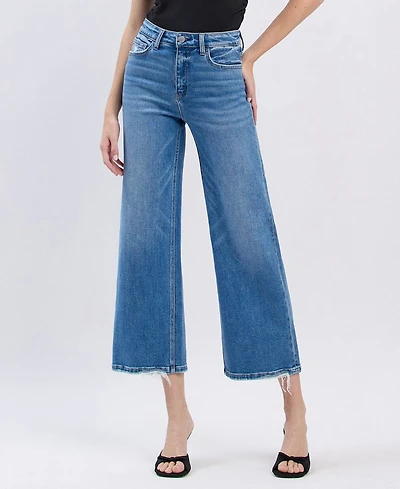 Flying Monkey Women's High Rise Crop Wide Leg Jeans